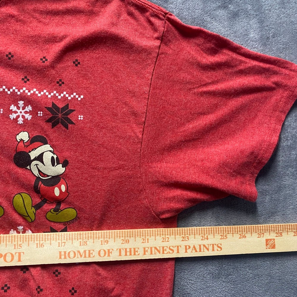 Disney Tshirt Mens XL Mickey Mouse Christmas Holiday Red Heather Ugly Sweater - Picture 3 of 7